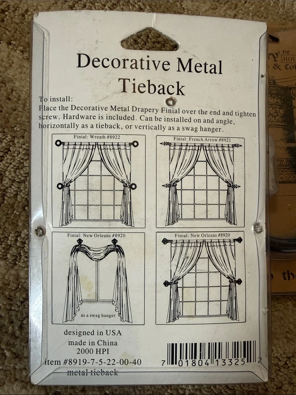 Black Curtain Holdbacks - Set of 2